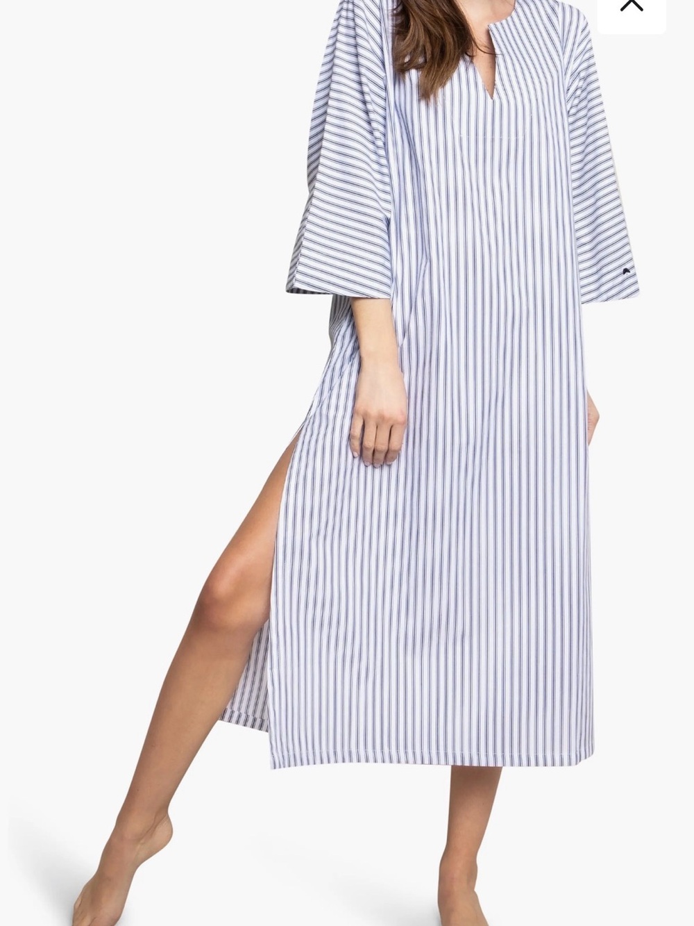 Petite Plume X J. Crew Navy French Ticking Caftan Size XS Cotton Coastal